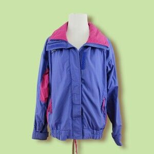 Vtg Columbia ladies jacket size medium purple pink 100% nylon windbreaker winter